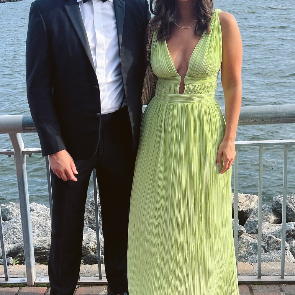 Green Plisse Maxi Dress